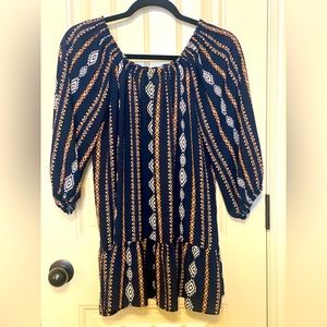 Boho Aztec navy/white blouse - InStudio